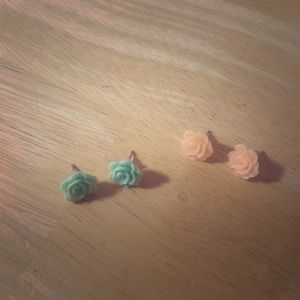 Earrings, second pair are handmade